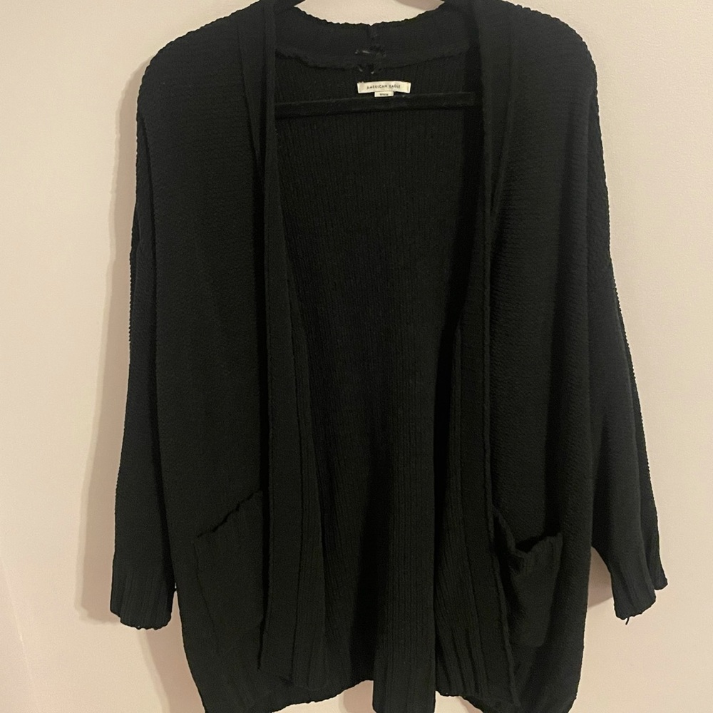 Black American Eagle Chenille Cardigan